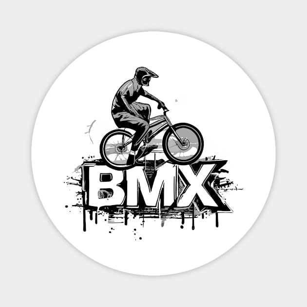 BMX Grunge Cloud for Men Women Kids and Bike Riders Magnet by Vermilion Seas